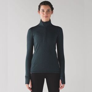 Lululemon Athletica Outrun 1/2 Zip Running Luon Spray Jacquard Alberta Lake Blac